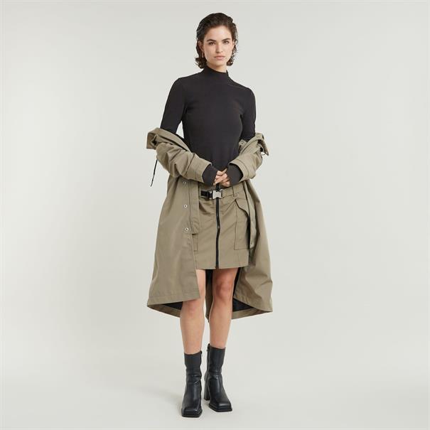 Asymmetric zip cropped slim mock l\s wmn dk black