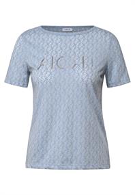 Ausbrenner-Shirt mit Wording mountain blue