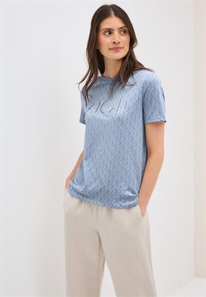 Ausbrenner-Shirt mit Wording mountain blue