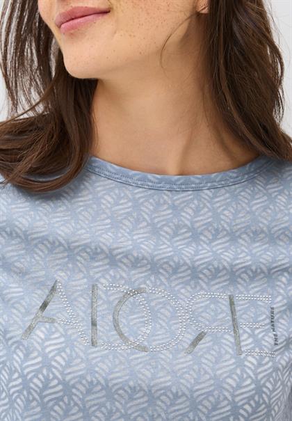 Ausbrenner-Shirt mit Wording mountain blue