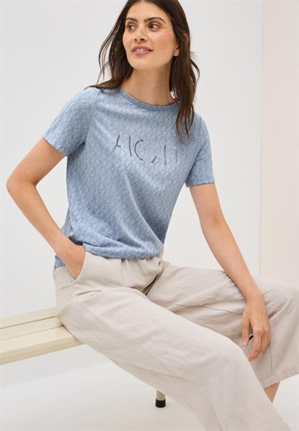 Ausbrenner-Shirt mit Wording mountain blue