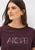 Ausbrenner-Shirt mit Wording mulberry red