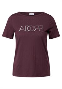 Ausbrenner-Shirt mit Wording mulberry red