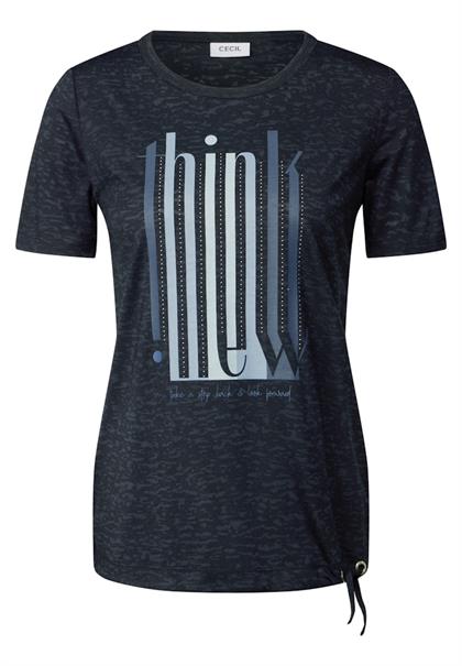 Ausbrenner-Shirt mit Wording universal blue