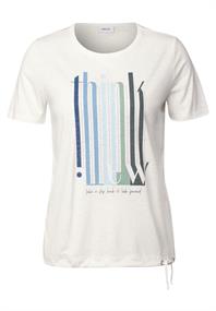 Ausbrenner-Shirt mit Wording vanilla white