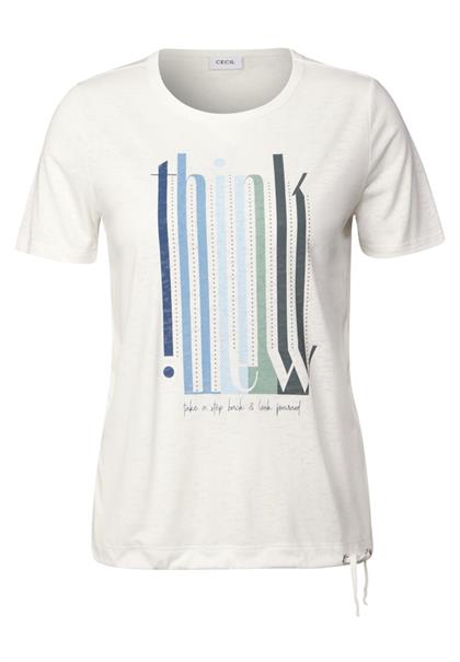 Ausbrenner-Shirt mit Wording vanilla white
