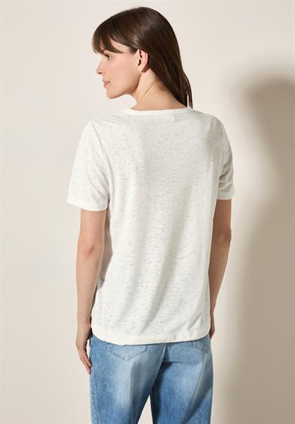 Ausbrenner-Shirt mit Wording vanilla white