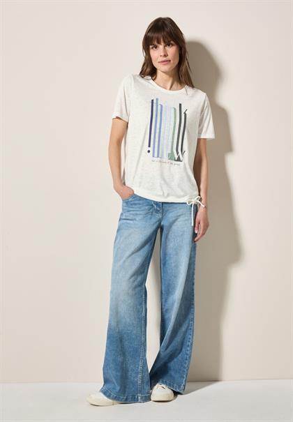 Ausbrenner-Shirt mit Wording vanilla white