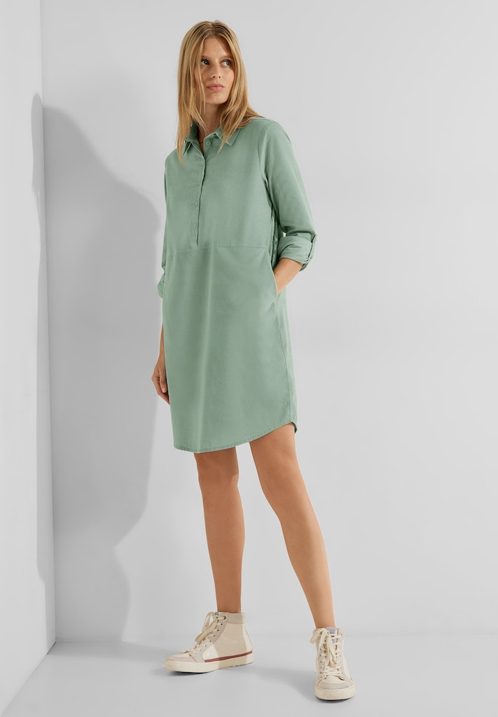 Cecil Damen Kleid Babycord Kleid clear sage green bequem online kaufen bei