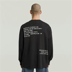 Back embro text loose r t l\s dk black