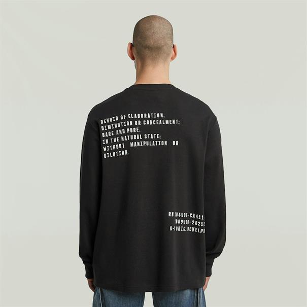 Back embro text loose r t l\s dk black
