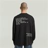 Back embro text loose r t l\s dk black