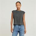 Back zip overdyed s\s t wmn dk black gd