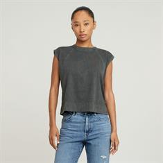 Back zip overdyed s\s t wmn dk black gd