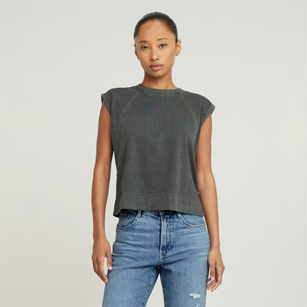 Back zip overdyed s\s t wmn dk black gd