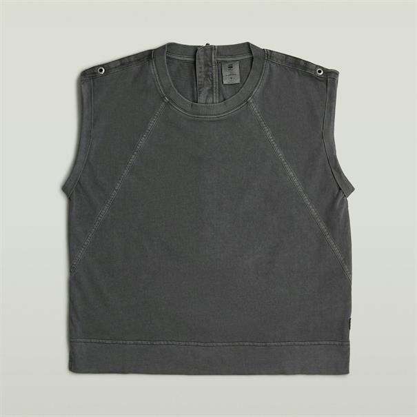 Back zip overdyed s\s t wmn dk black gd