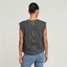 Back zip overdyed s\s t wmn dk black gd