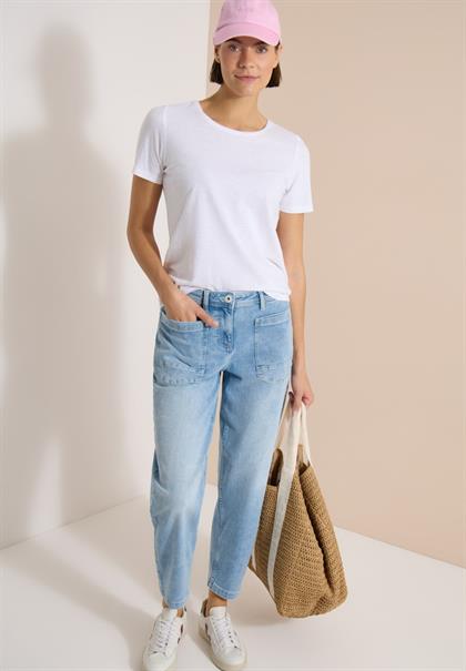 Barrel Leg Jeans mit aufgesetzten Taschen light blue used wash