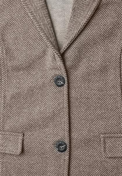 Basic Blazer mit Reverskragen und Dessin saddle brown