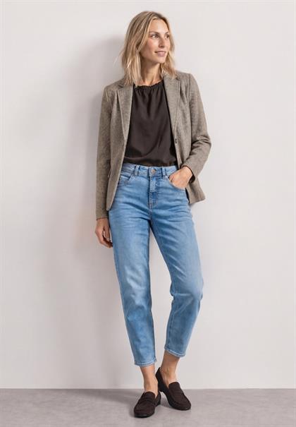 Basic Blazer mit Reverskragen und Dessin saddle brown