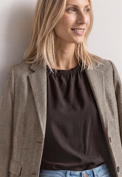 Basic Blazer mit Reverskragen und Dessin saddle brown