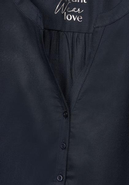 Basic Bluse in Unifarbe dark blue