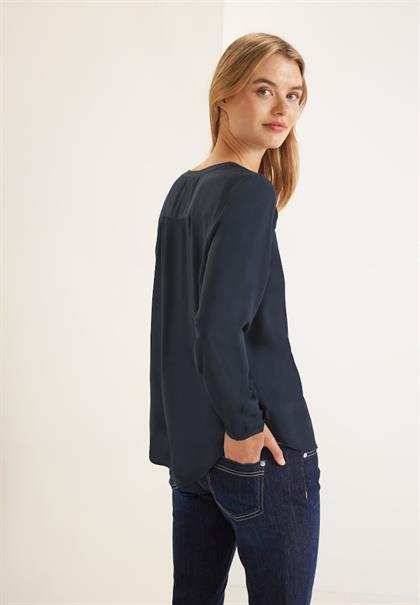 Basic Bluse in Unifarbe dark blue