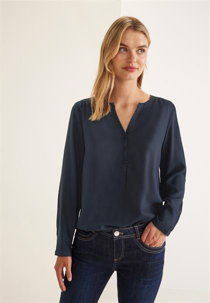 Basic Bluse in Unifarbe dark blue