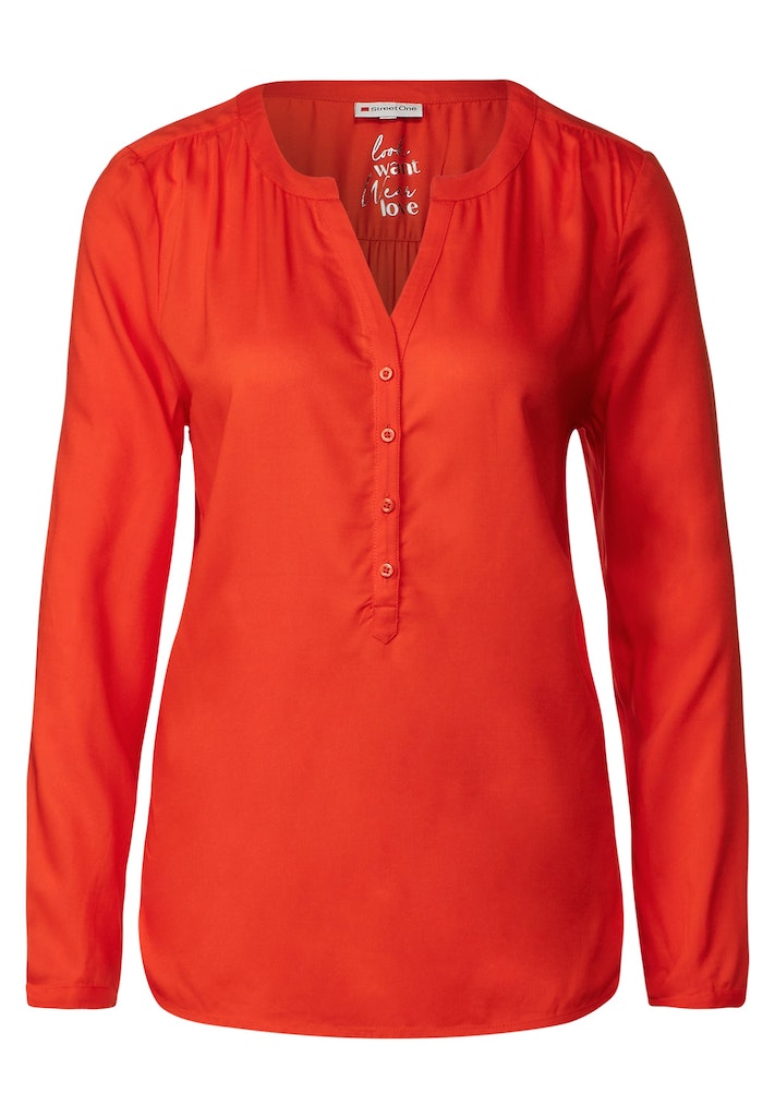 Street One Damen Langarmbluse Bluse in Unifarbe juicy mandarine bequem  online kaufen bei
