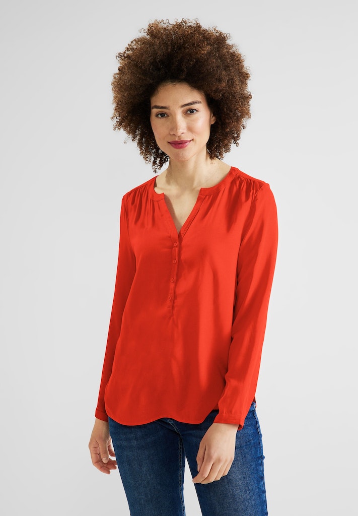Street One Damen Langarmbluse Bluse in Unifarbe juicy mandarine bequem  online kaufen bei