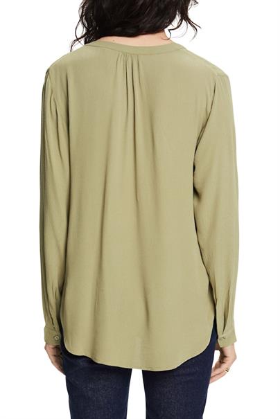 Basic-Bluse mit V-Ausschnitt light khaki