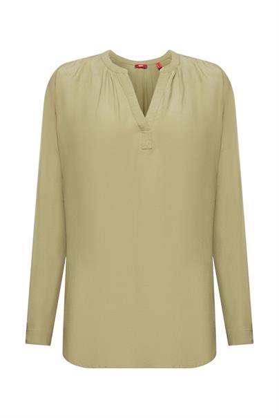 Basic-Bluse mit V-Ausschnitt light khaki