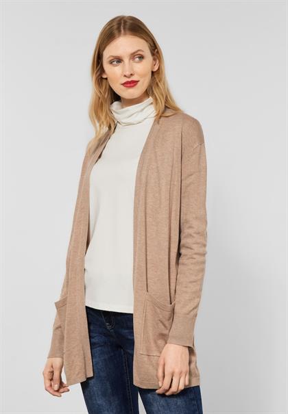 Basic Cardigan mit Taschen buff sand melange