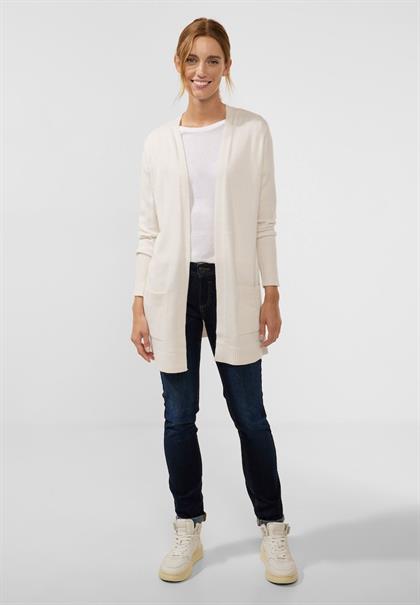 Basic Cardigan mit Taschen cream white melange