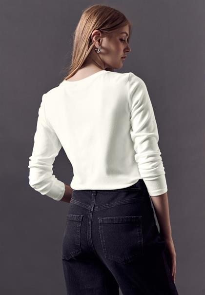 Basic Langarmshirt off white