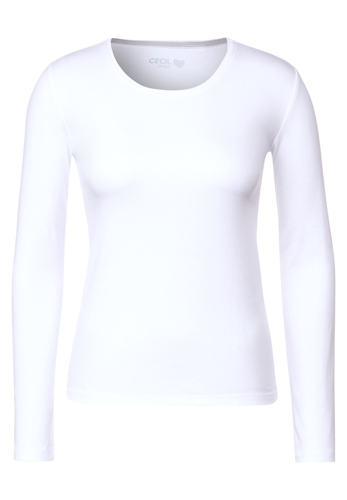 Cecil Damen Longsleeve Basic Langarmshirt white bequem online kaufen bei