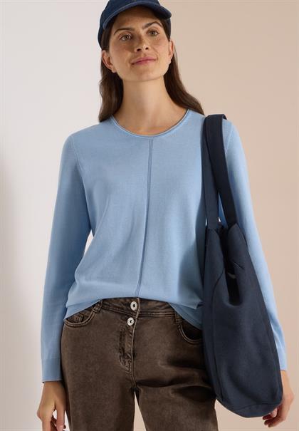 Basic Pullover mit Rundhals easy blue