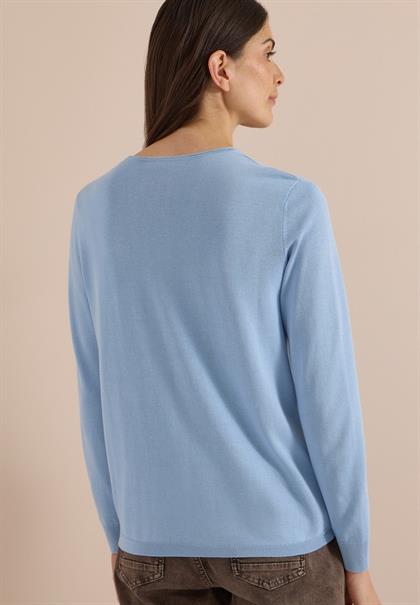 Basic Pullover mit Rundhals easy blue