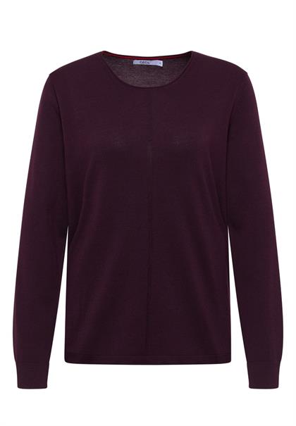 Basic Pullover mit Rundhals eggplant red