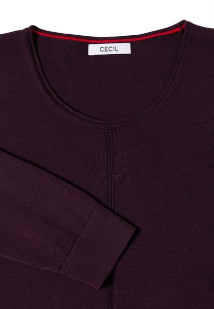 Basic Pullover mit Rundhals eggplant red