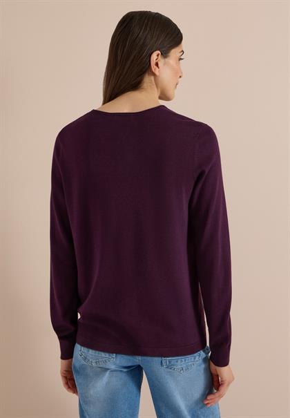 Basic Pullover mit Rundhals eggplant red