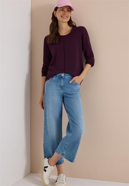 Basic Pullover mit Rundhals eggplant red