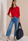 Basic Pullover mit Rundhals flame red