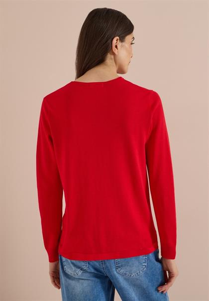 Basic Pullover mit Rundhals flame red