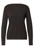 Basic Pullover mit U-Boot-Ausschnitt black coffee