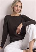 Basic Pullover mit U-Boot-Ausschnitt black coffee