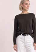 Basic Pullover mit U-Boot-Ausschnitt black coffee