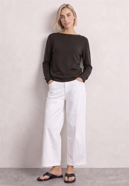 Basic Pullover mit U-Boot-Ausschnitt black coffee