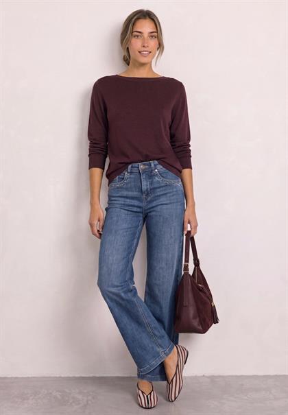 Basic Pullover mit U-Boot-Ausschnitt rustic rouge