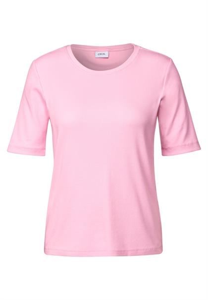 Basic Rippstruktur T-Shirt cherry blossom pink